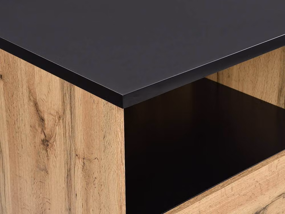 Vente-unique Kitchen Island with 2 Doors and 1 Compartment in Black and Natural MDF, W/D/H: 120 x 60 x 90 cm – 5