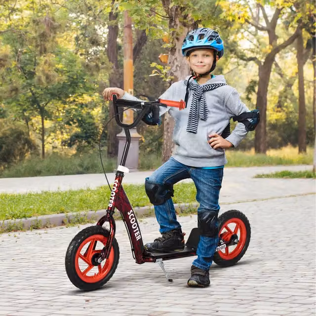 AIYAPLAY Kick Scooter with Adjustable Handlebar and Brake in Red