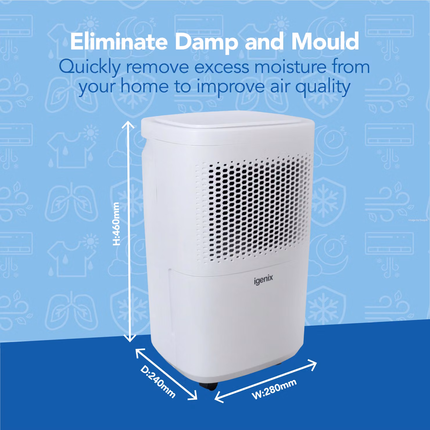 Igenix Portable Dehumidifier in White, Extracts 12 Litres of Moisture Per Day – 3
