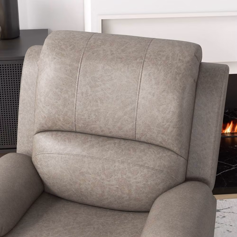 STILVORA Brown Synthetic Leather Recliner Armchair with Cup Holders and Metal Frame – 4