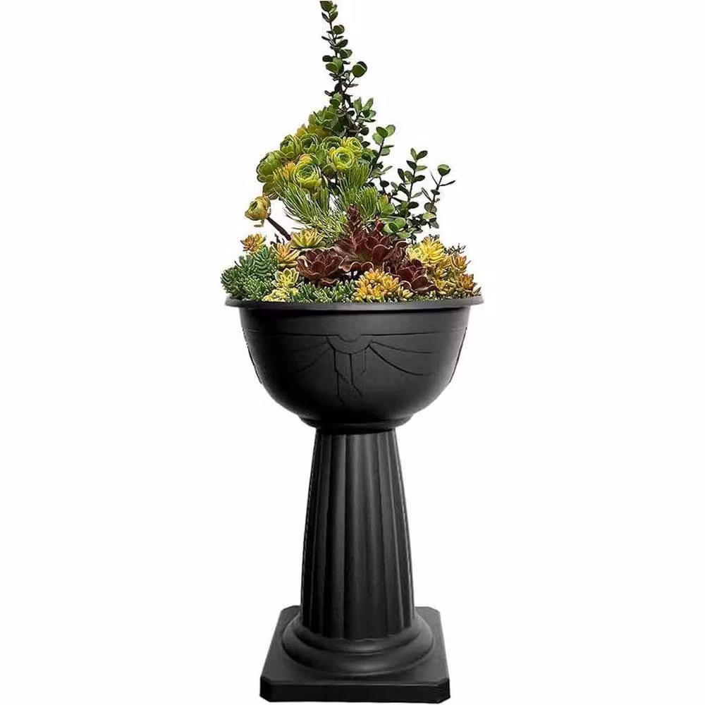 Hinsinc Black Plastic Round Jardiniere Planter Tub with Stand, Diameter: 40 cm – 2