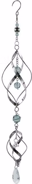 Betley Butterfly Silver Stainless Steel Geometric Hanging Wind Spinner, Diameter: 57 cm