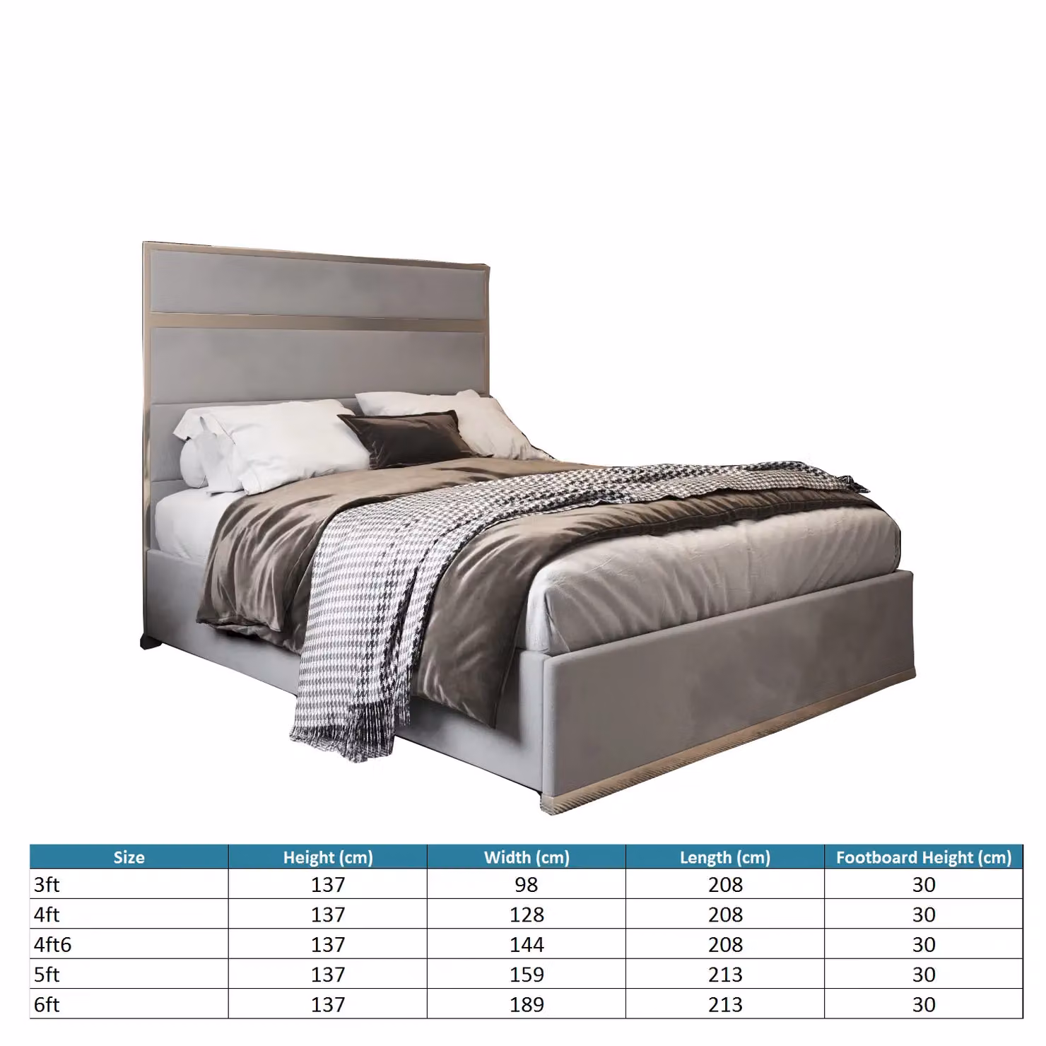KDMD Comfyzone Upholstered Soft Velvet Metal Designer Bed Frame in Grey, W/D/H: 140 x 200 x 137 cm – 4