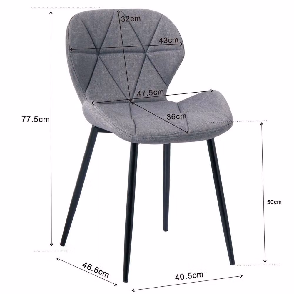 VOGREX Set of 2 Modern Grey Fabric Dining Chairs with Geometric Diamond Pattern – 2