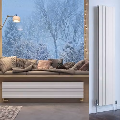 Terma White Steel Double Panel Wall Mounted Radiator, H 180 cm x W 36.6 cm