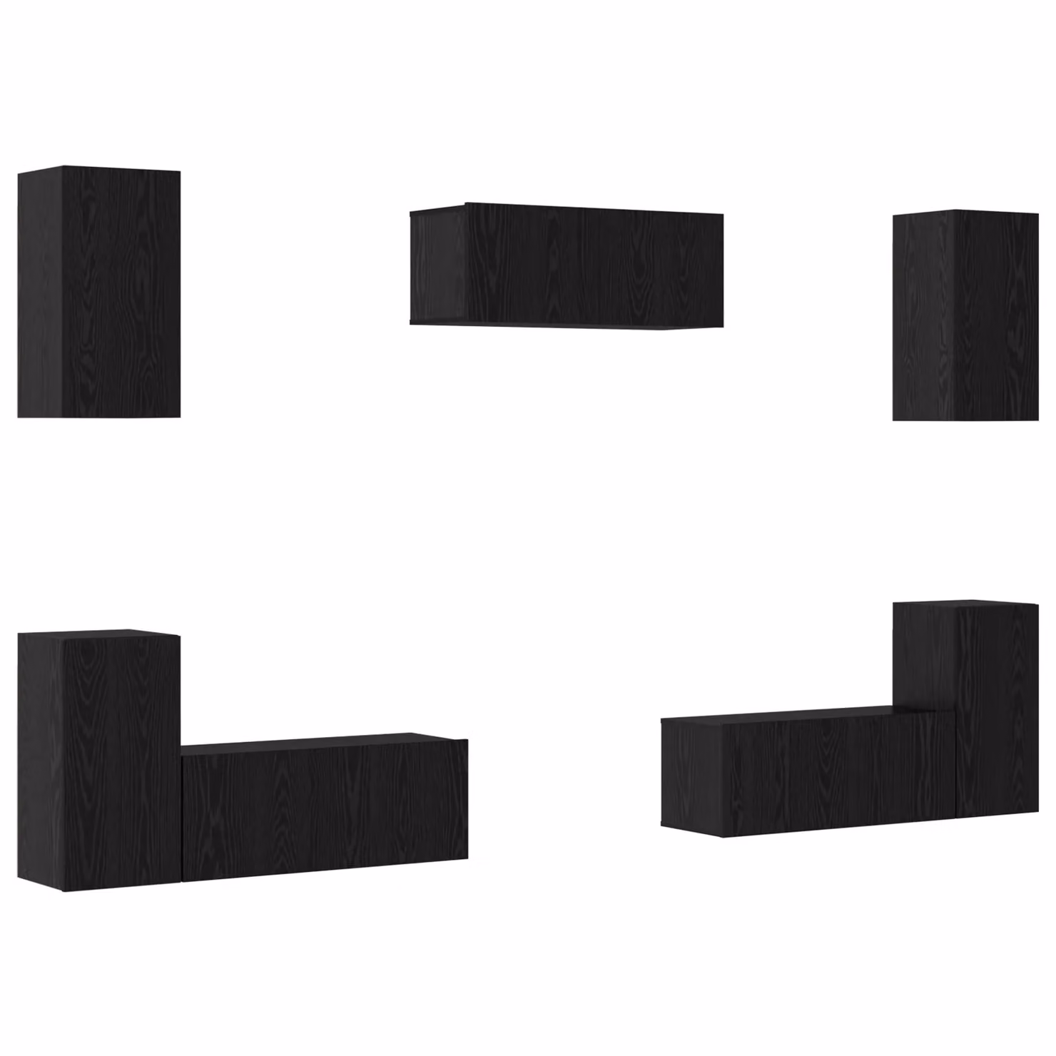 Berkfield Home Modern TV Cabinet in Black Oak with Storage Shelves and Doors – 2