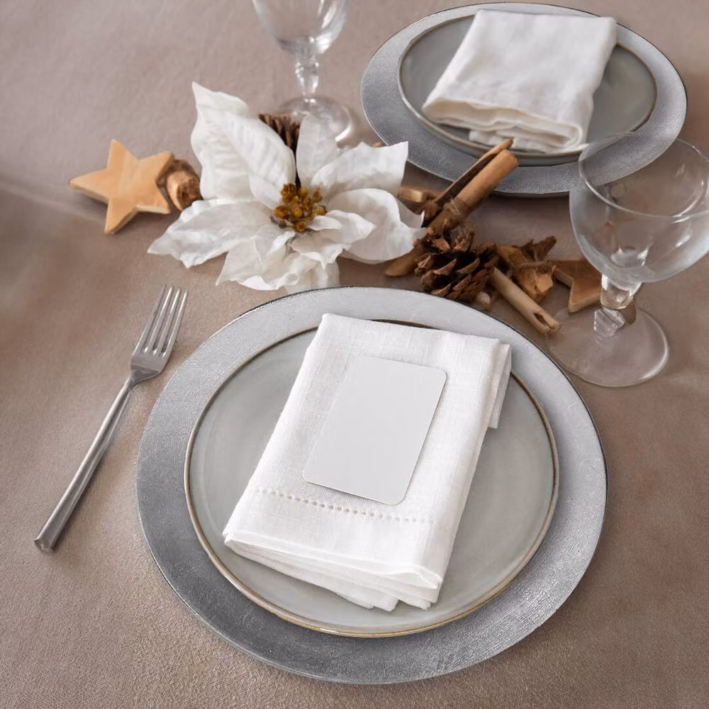 Orsina Set of Four Silver Decorative Flat Style Charger Plates, Diameter: 33 cm – 3