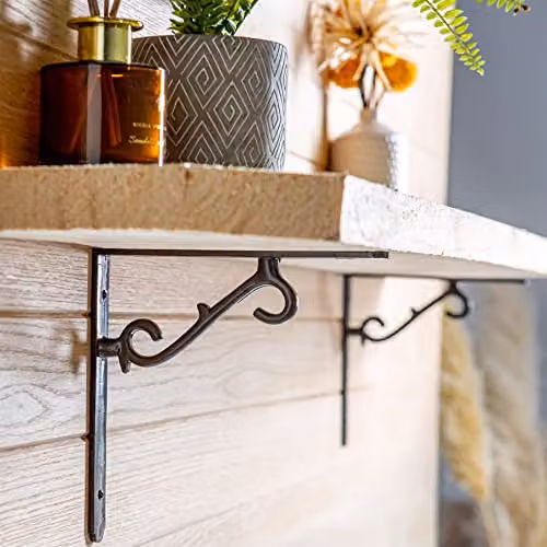 Hammer and Tongs Matt Black Scroll Iron Shelf Bracket, Pack of 2 – 3