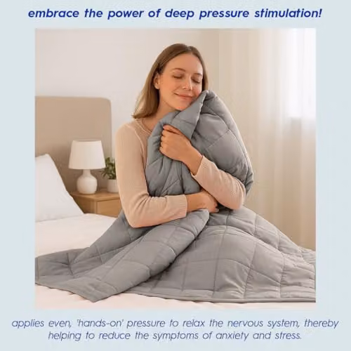 Harbour Housewares Grey Weighted Blanket with Storage Bag, 8kg, W/D/H: 200 x 150 x 1 cm – 2