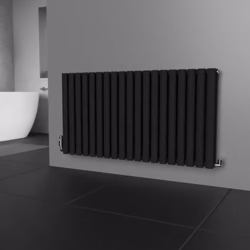 Lux Heat Black Oval Horizontal Double Panel Designer Steel Radiator, H 60 cm x W 114 cm – 1