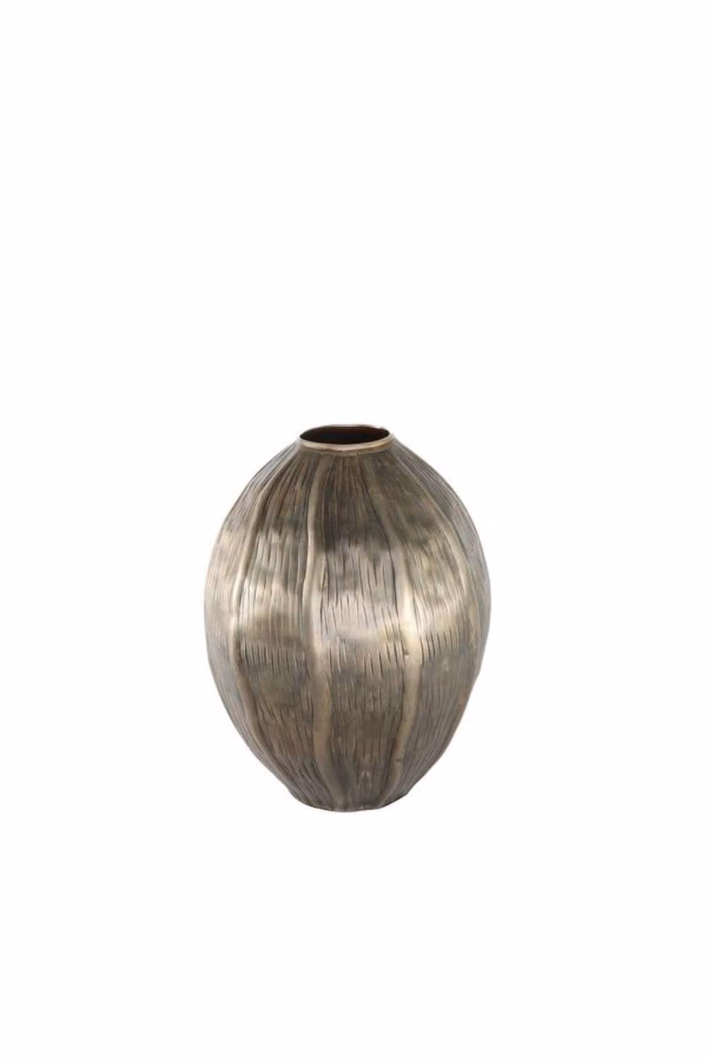 KDMD Eros Seed Metal Tabletop Vase in Antique Gold, Height: 22.5 cm – 2