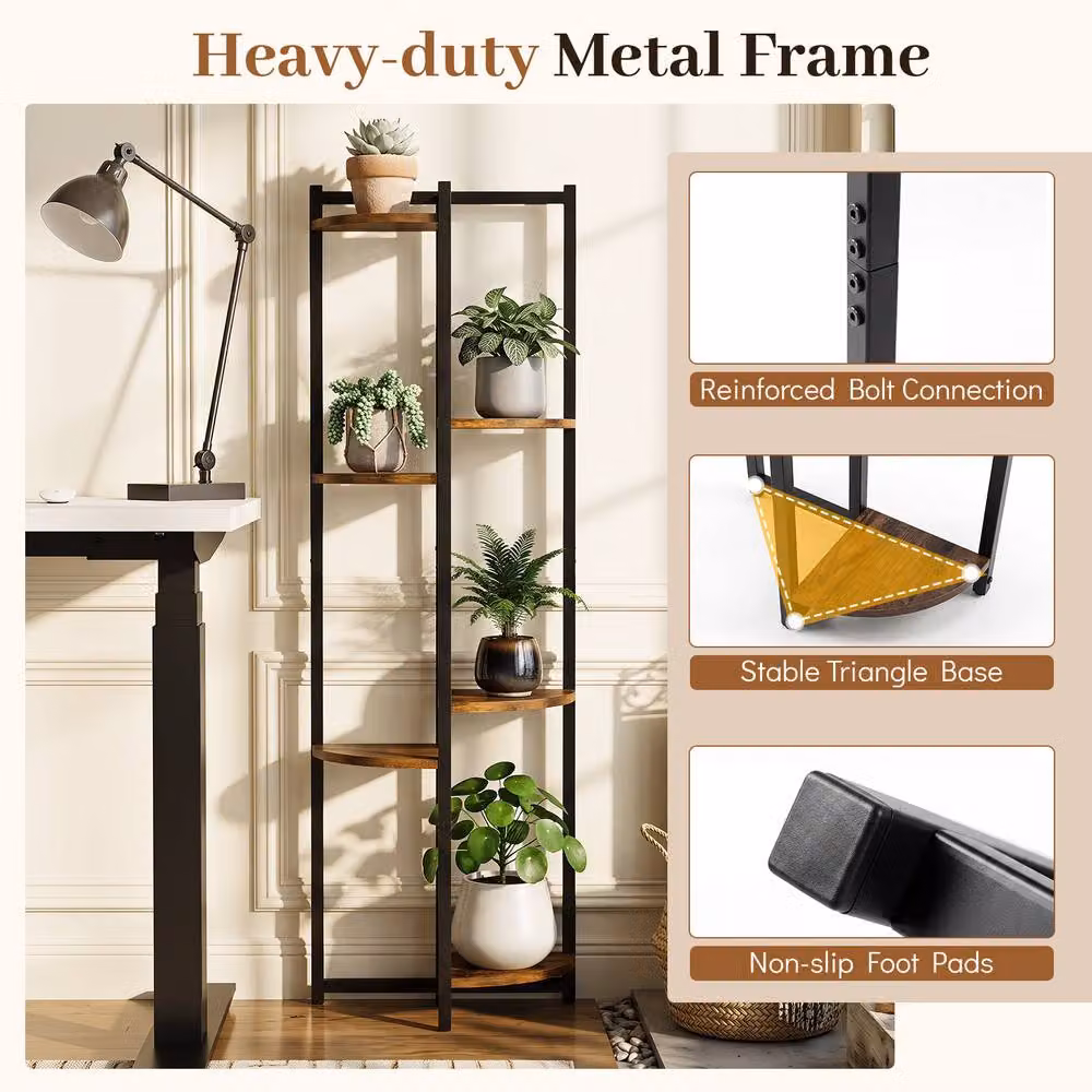Costway 6-Tier Plant Stand with 6 Fan-Shaped Shelves in Brown – 6