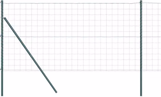 Berkfield Home Euro Fence with 13 Round Posts, 1 x 25 m, Powder-Coated Galvanised Steel, Green – 1