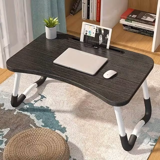 FLAVORA Folding Lap Desk Portable Laptop Bed Desk in Black W/D/H: 48.0 x 30.0 x 21.0 cm – 1