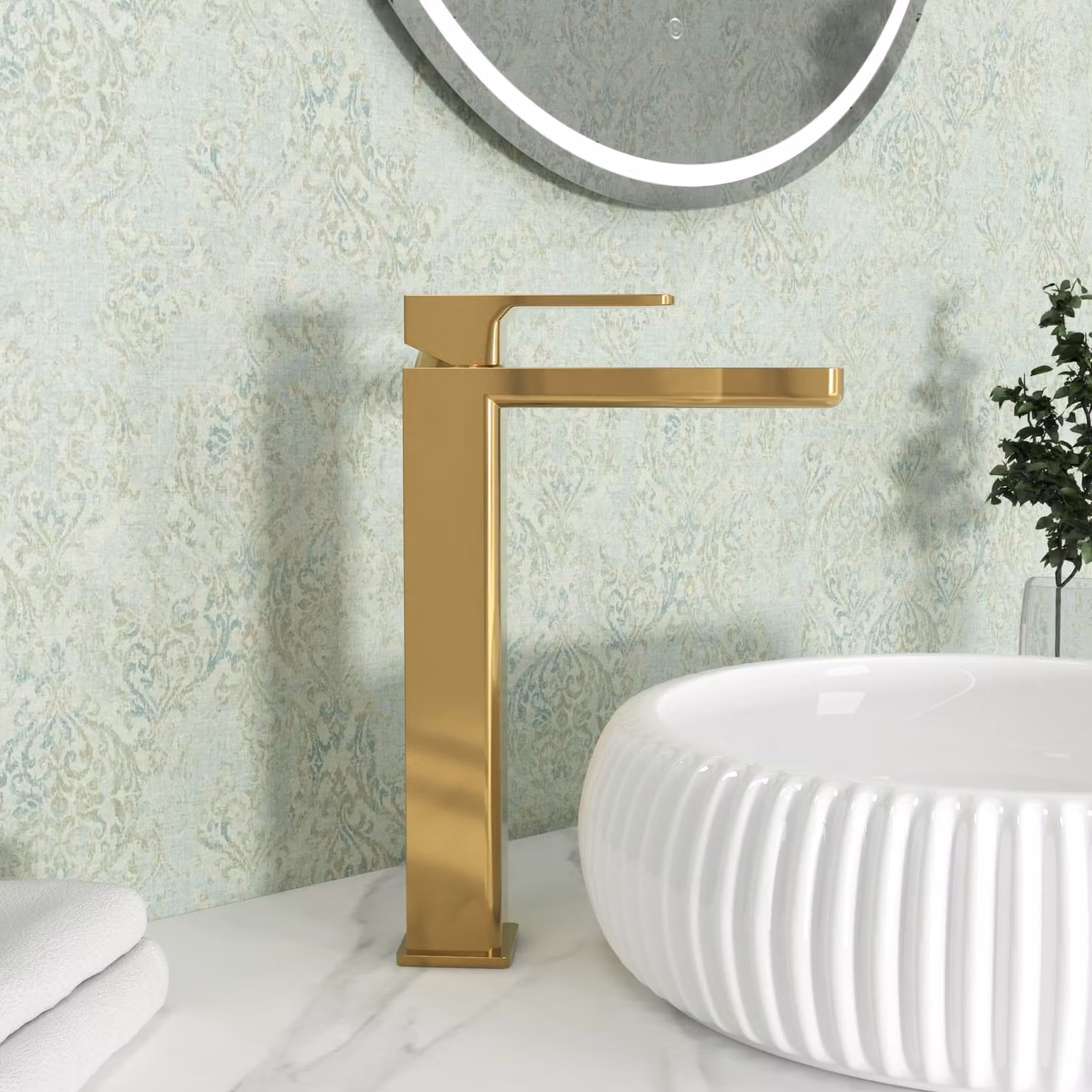 Windon High Rise Mono Basin Mixer Tap in Brushed Brass with Single Lever Design