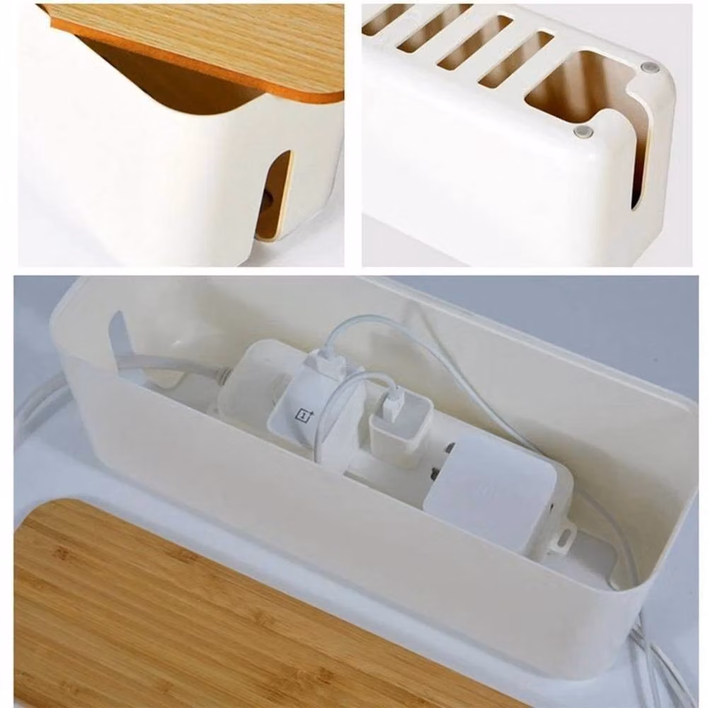 KORVIXA White Cable Storage Box with Lid for Wire and Data Cable Management, Width: 80 cm – 2