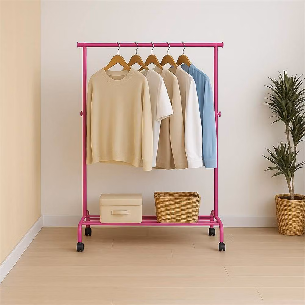 Kelvenix Pink Heavy Duty Metal Clothes Rail with Dual Hook and Rail Matrix, Width: 80 cm – 2
