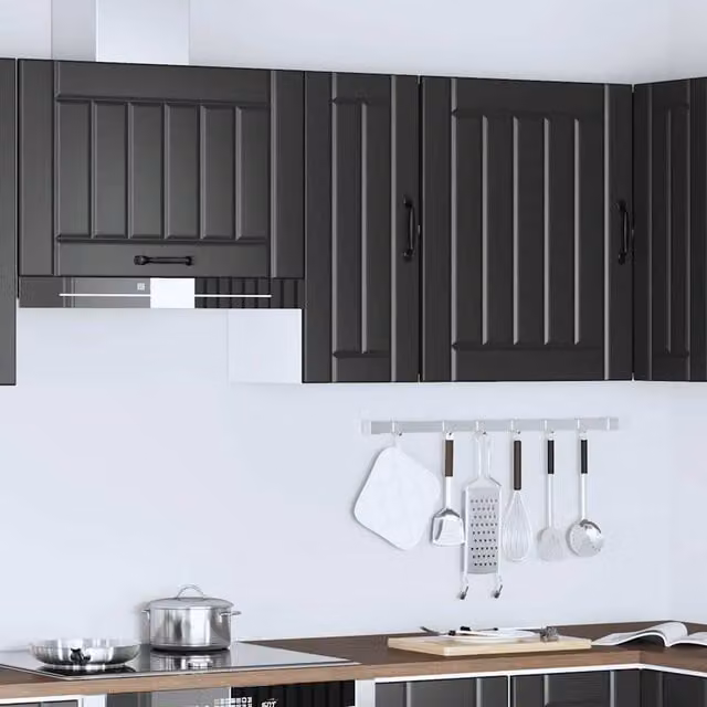 Berkfield Home Lucca Wall Mounted Kitchen Cabinet in Black Matt MDF, W/D/H: 60 x 30 x 31 cm