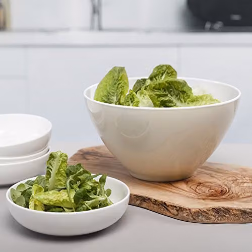 Zeal Melamine Salad Bowl in White or Beige, Diameter: 26 cm – 2