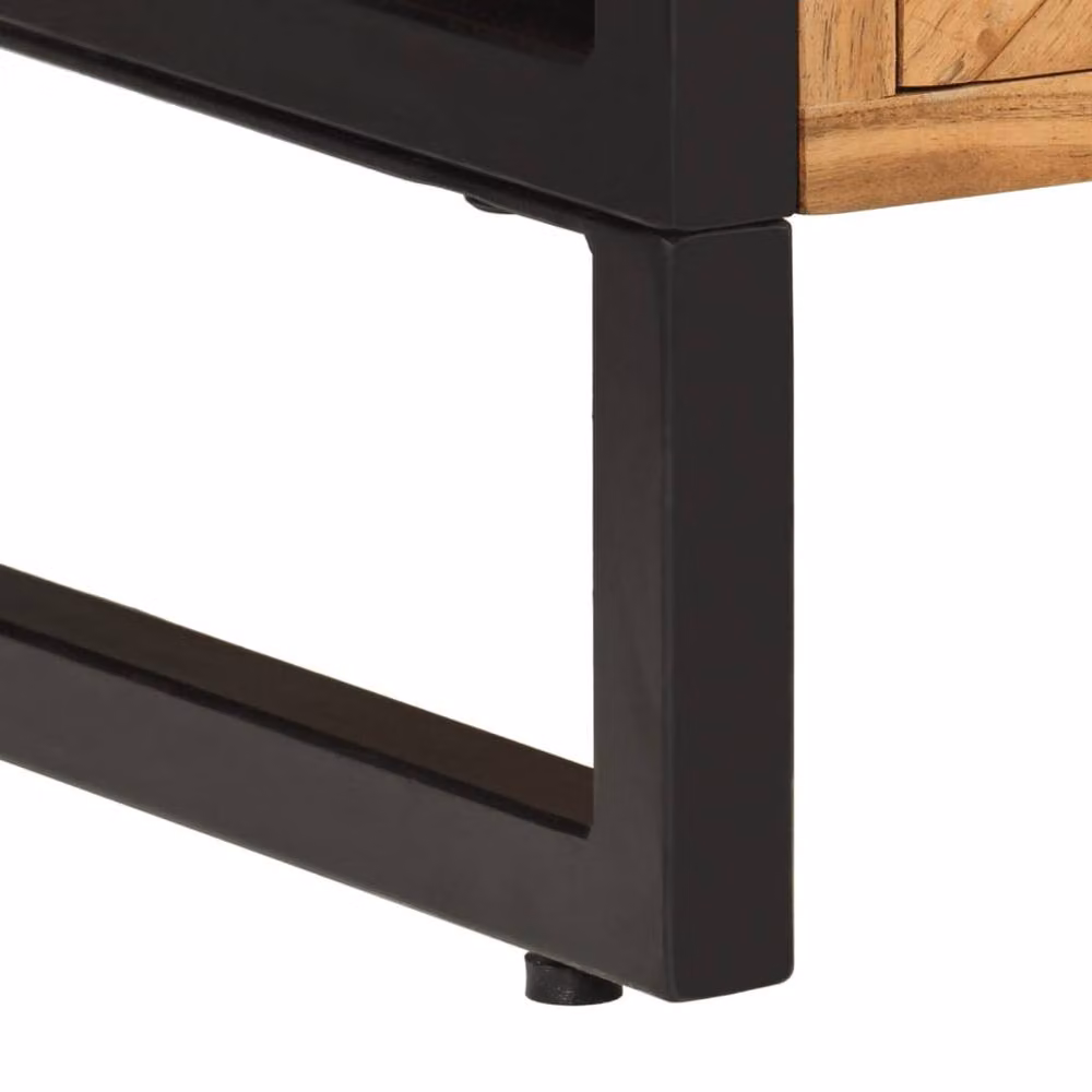 Berkfield Home Beautiful Bathroom Cabinet in Brown Acacia Wood and Black Iron, W/D/H: 40 x 30 x 100 cm – 4