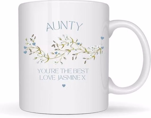 Aye Do Gifts Personalised We Love You Floral Mug in White and Blue