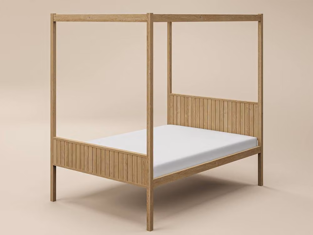 Flair Maddy 4 Poster Bed in Brown Solid Pine, W/D/H: 200 x 200 cm – 3