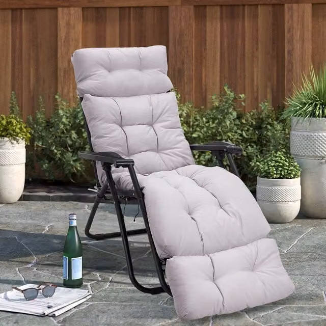 Garden Sanctuary Waterproof Non-Slip Recliner Cushion in Grey, 180 cm