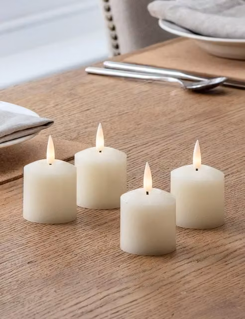 Lights4fun TruGlow Set of 4 White Votive LED Wax Candles
