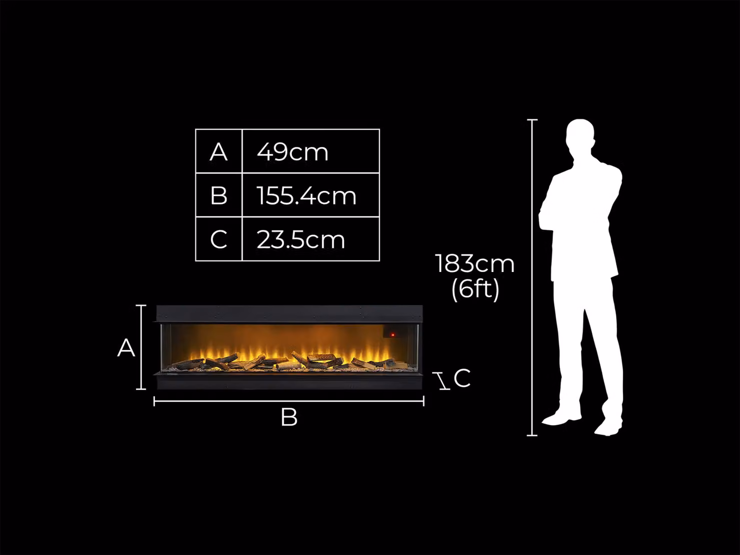 Acantha Aspire 150 Corner View Media Wall Electric Fire in Black – 5
