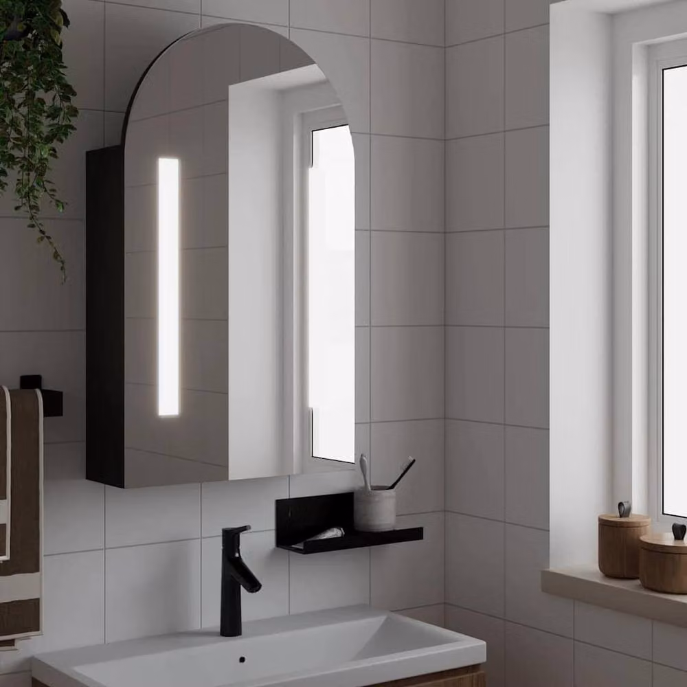 Berkfield Home Black LED Bathroom Mirror Cabinet with Internal Shelves, W/D/H: 42 x 13 x 70 cm – 2