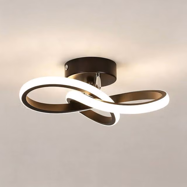 COMELY 22W Modern Curved LED Ceiling Light in Black with 4500K Warm White Light – 1