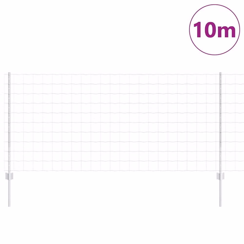 Berkfield Home Euro Fence with 10 U Posts, Galvanised Steel, Silver, W: 10 m x H: 1 m – 2