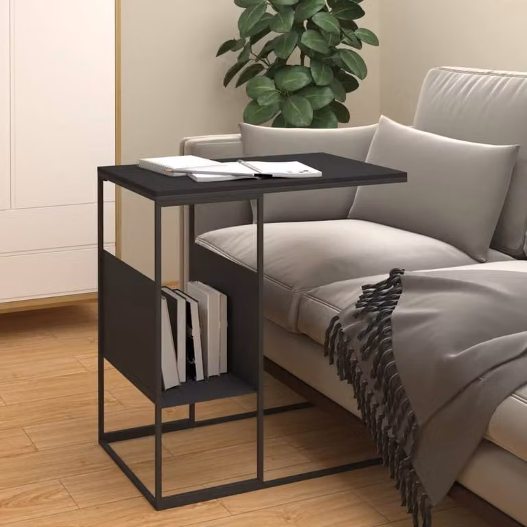 Berkfield Home Black Modern Side Table in Engineered Wood W: 55 cm, D: 36 cm, H: 59.5 cm
