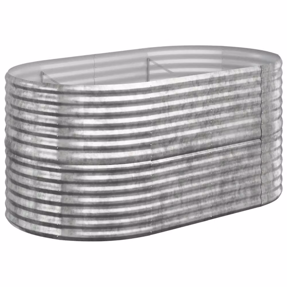 Berkfield Home Garden Raised Bed in Silver Powder-coated Steel, W: 152 cm, D: 80 cm, H: 68 cm – 2
