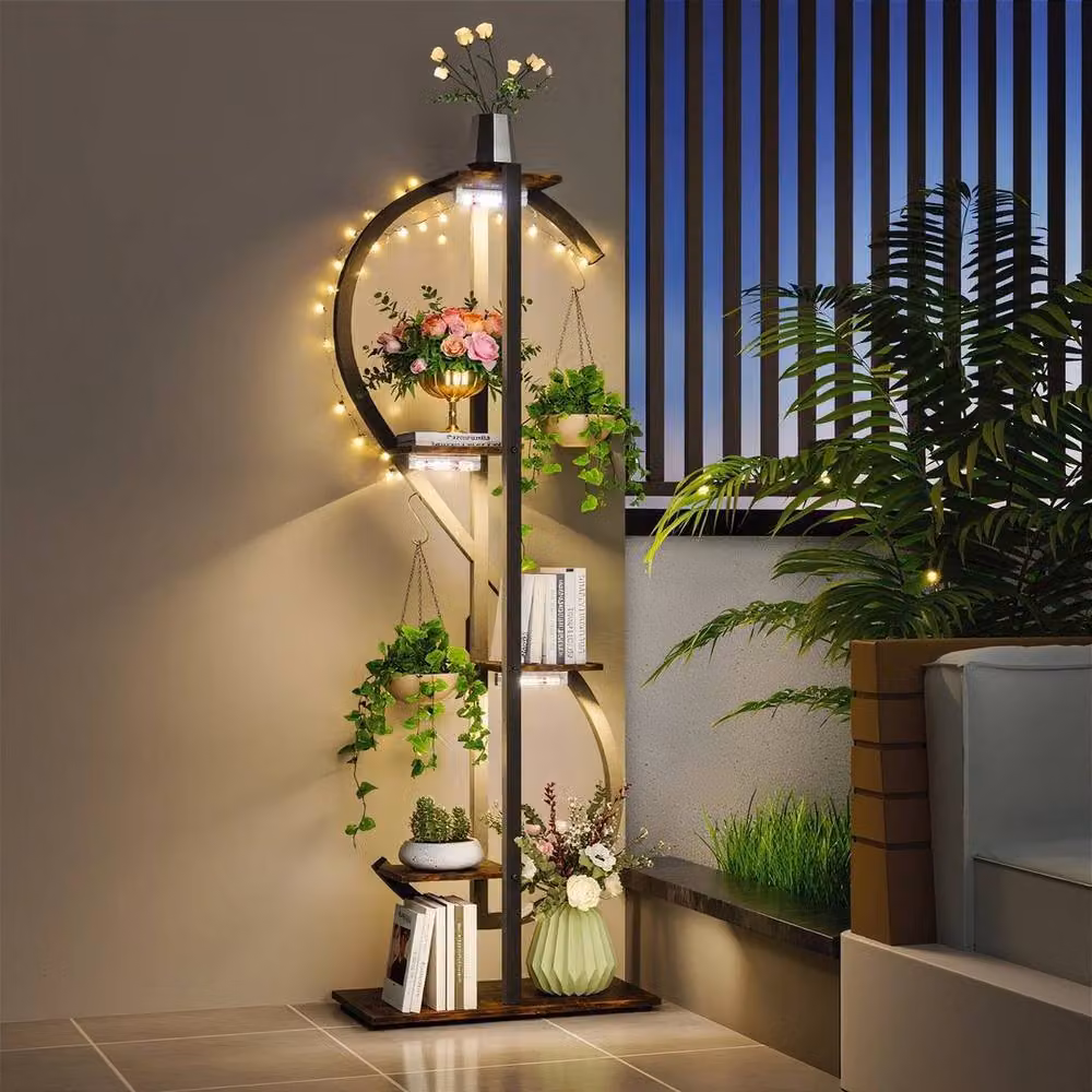 KORVIXA 5 Tiered Black Metal Indoor Corner Plant Stand – 3