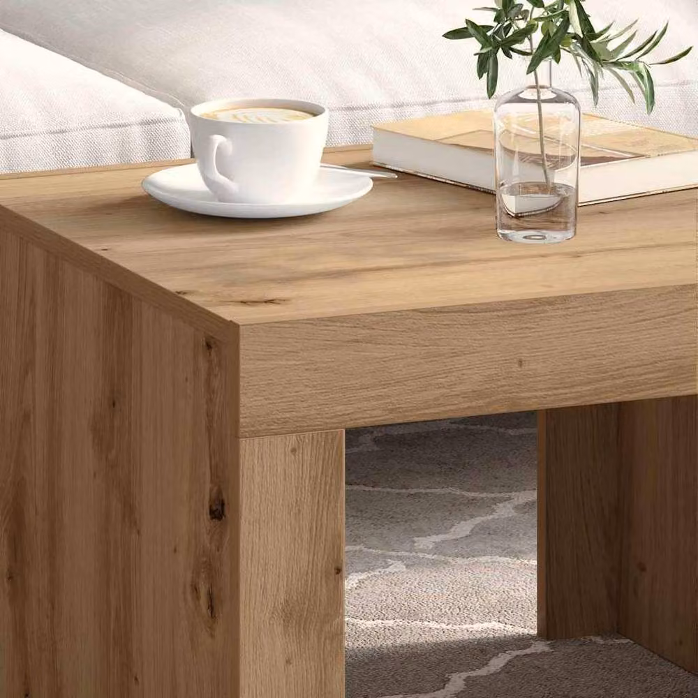 Berkfield Home Modern Square Coffee Table in Artisan Oak Brown, W/D/H: 50 x 50 x 35 cm – 4