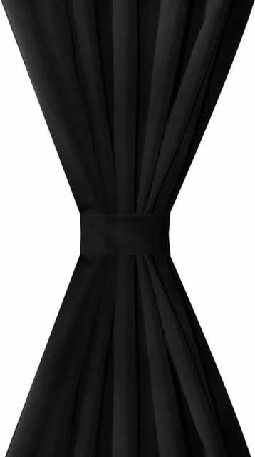 Berkfield Home Black Micro-Satin Curtain Set of 2 with Tabs, W: 140 cm, H: 225 cm