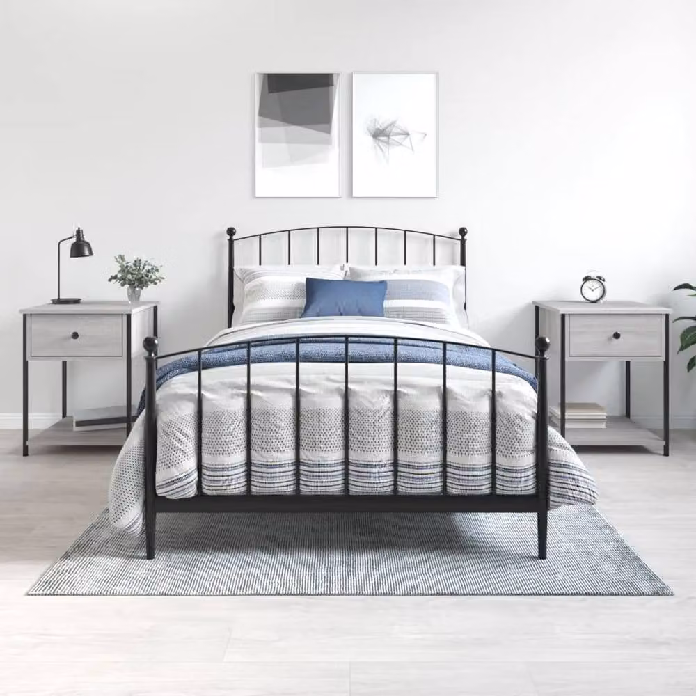 Berkfield Home Elegant Bedside Tables, 2 Piece Set in Grey Sonoma, W/D/H: 44 x 45 x 58 cm – 2