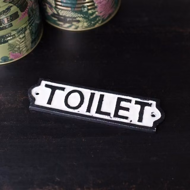 Melody Maison Vintage Black and White Metal Rectangular Wall Mounted Toilet Plaque – 1
