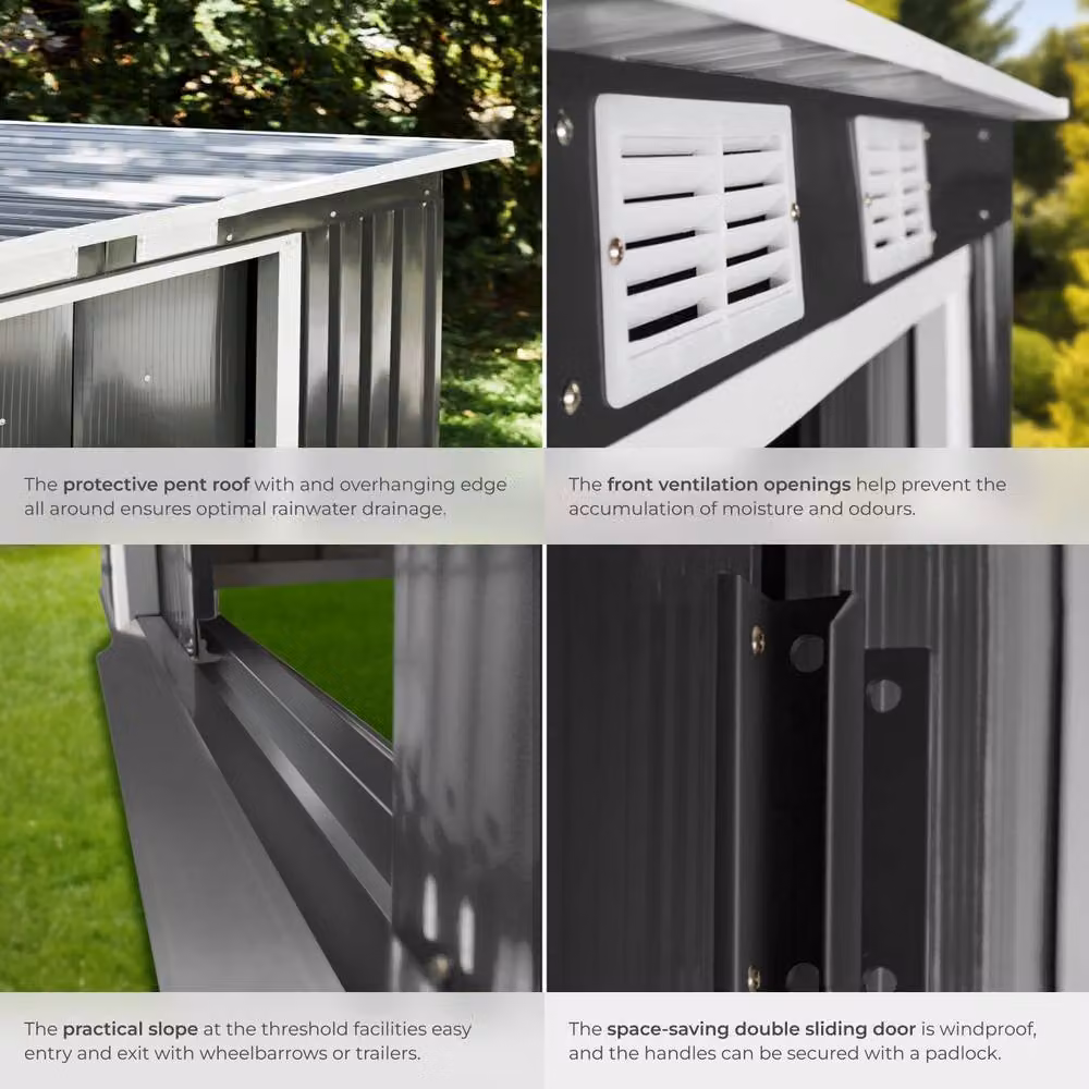 tectake Multicolour Metal Shed with Gable Roof and Sliding Doors, W/D/H: 213 x 130 x 173 cm – 5