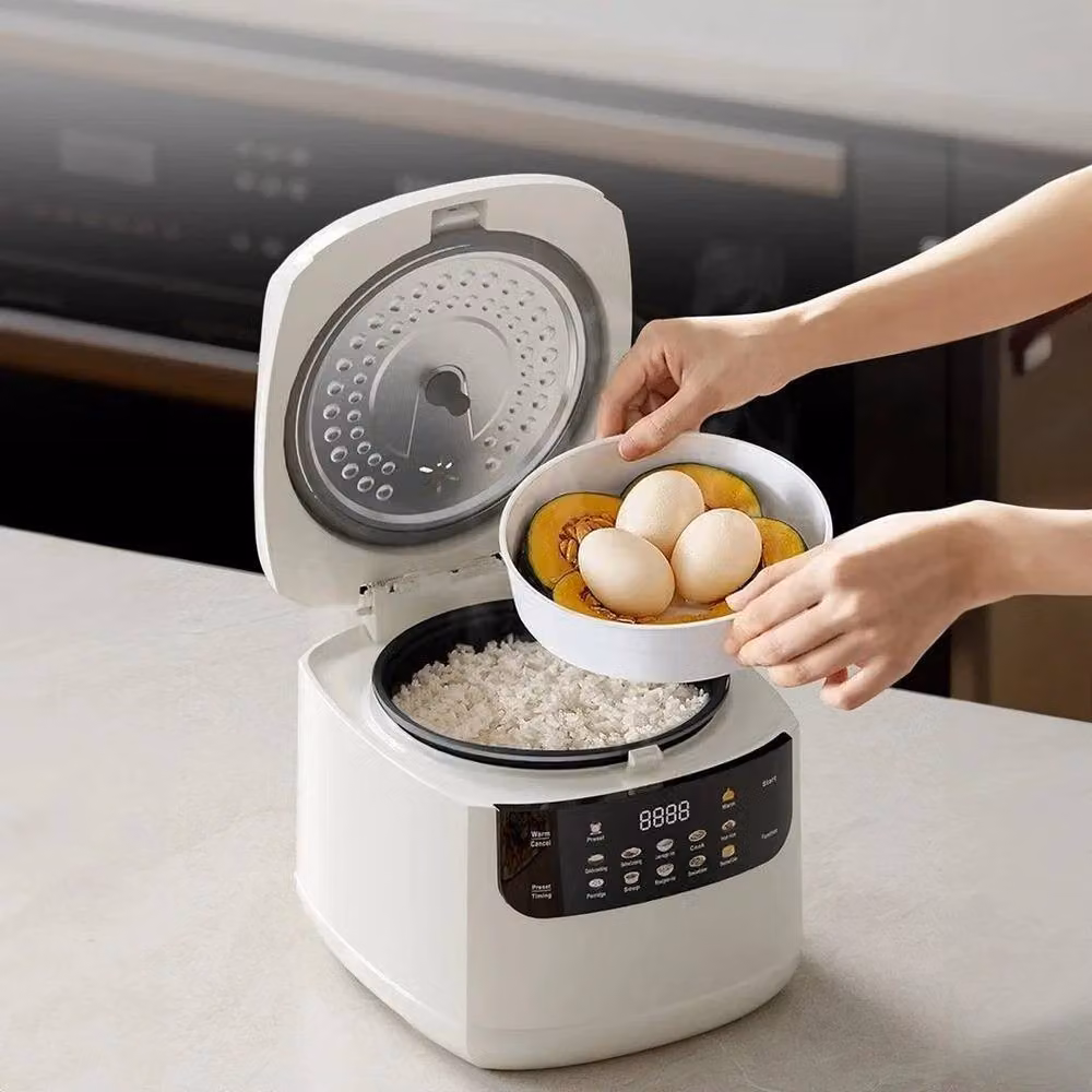 NESTLUNE Portable Electric Rice Steaming Pot with 10 Preset Programs and Timer, White – 5