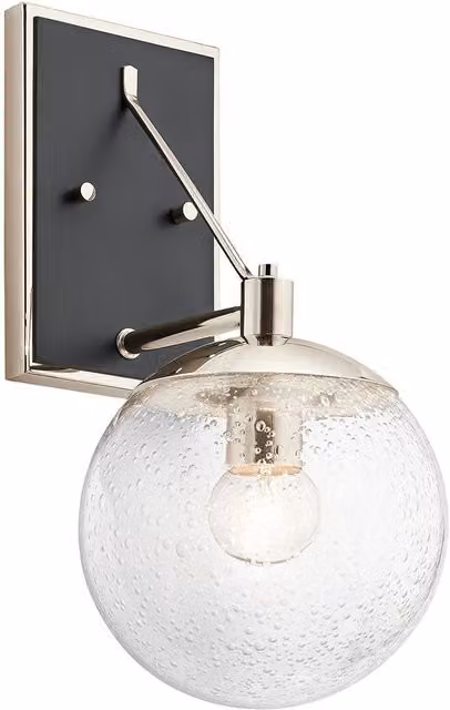Kichler Marilyn 1 Light Retro Sphere Wall Light in Grey with Glass Shade