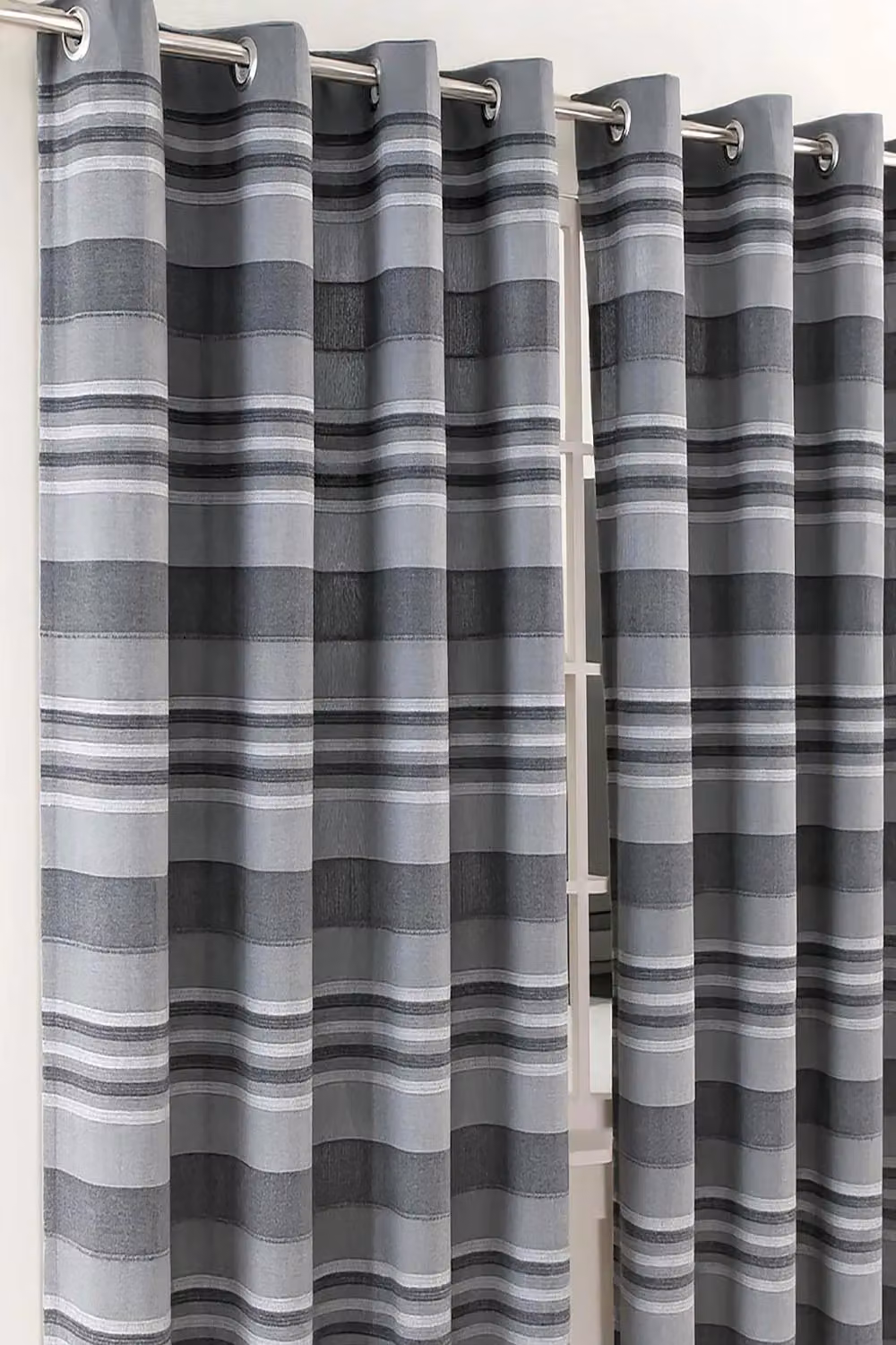 Homescapes Morocco Striped Cotton Curtain Pair in Grey, Width: 167 cm, Drop: 228 cm – 2