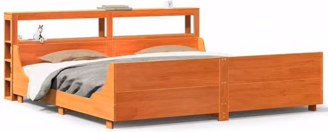 Berkfield Home Rustic Solid Wood Pine Bed Frame in Waxed Brown, W/D/H: 180 x 200 cm – 1