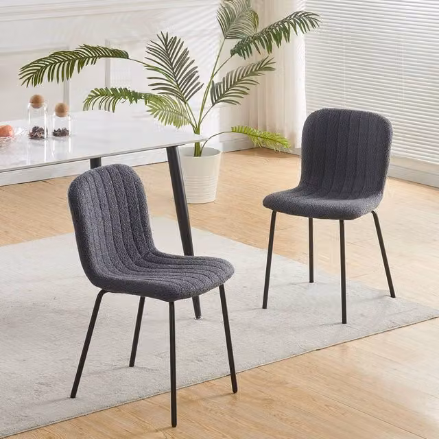 MCC Direct Bella Luxe Set of 2 Modern Fabric Dining Chairs in Grey