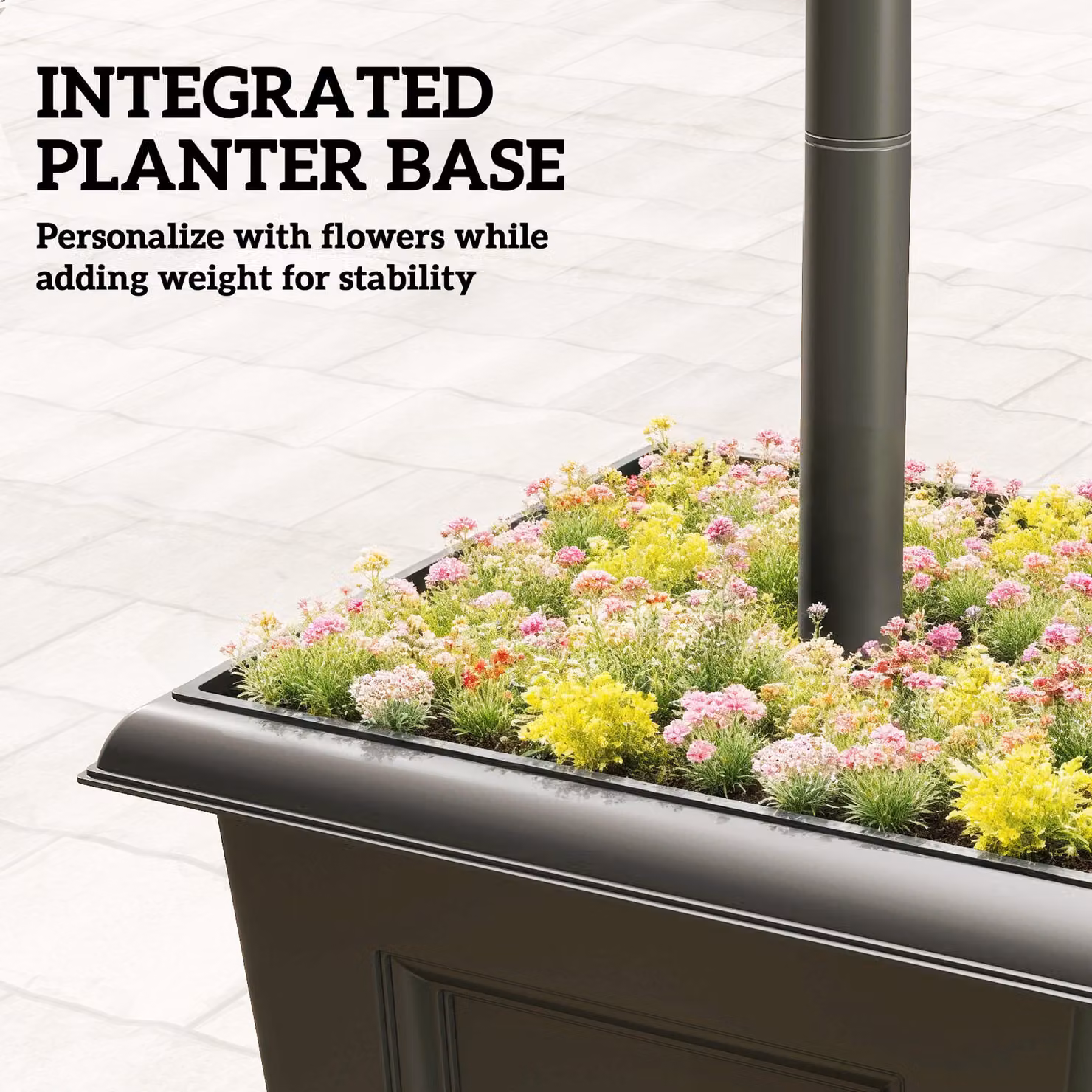 Outsunny Solar Lamp Post with Dusk-to-Dawn Sensor and 3-Head Planter, Black, Height: 185 cm – 6