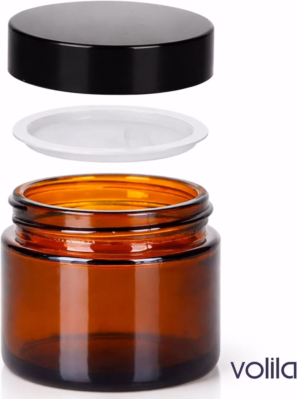 Volila 16 Pack Amber Glass Cosmetic Jars with Lids and Spatula, 60ml UV Protection Containers – 3