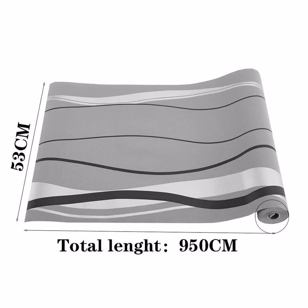 FLAVORA 3D Embossed Wave Vinyl Wallpaper in Silver, Black and Grey, 0.6m2 – 2