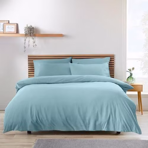 Catherine Lansfield So Soft Non-Iron Microfibre Duvet Cover and Pillowcase Set in Blue, W/D/H: 220 x 220 x 180 cm