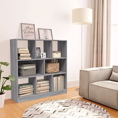 vidaXL Book Cabinet in Grey Sonoma, W/D/H: 97.5 x 29.5 x 100 cm, Engineered Wood – 2